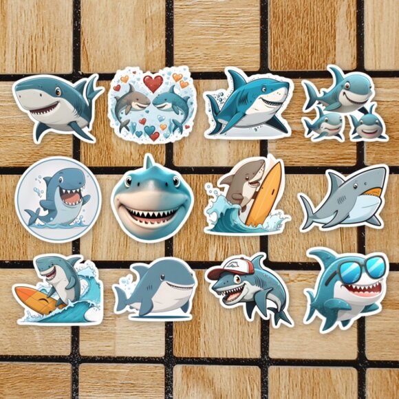 Whale Shark Sticker Pack of 12 Vinyl Stickers Waterproof Die Cut Sticker Set - Picture 1 of 4